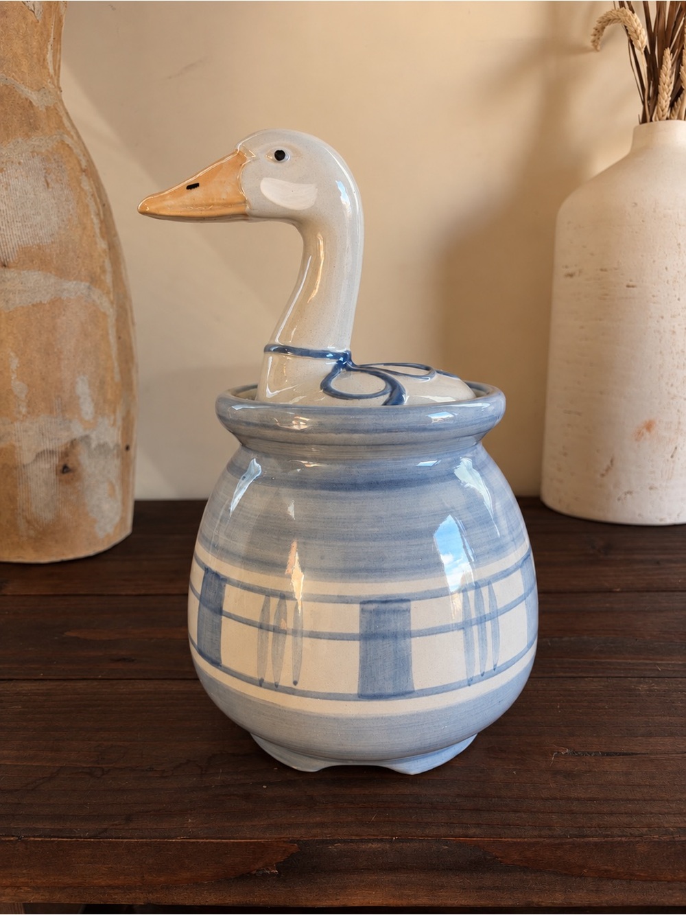 Vintage 1980s Louisville Stoneware Gaggle of Geese Canister / Cookie Jar